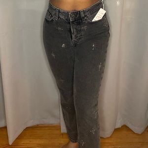 Brand New with tags H&M black jeans with rhinestone studs